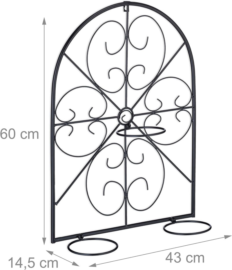 Relaxdays Blumentopfhalter, für 3 Blumentöpfe Ø 11,5 cm, Wand Topfhalter, Metall, Retro Blumentopfha