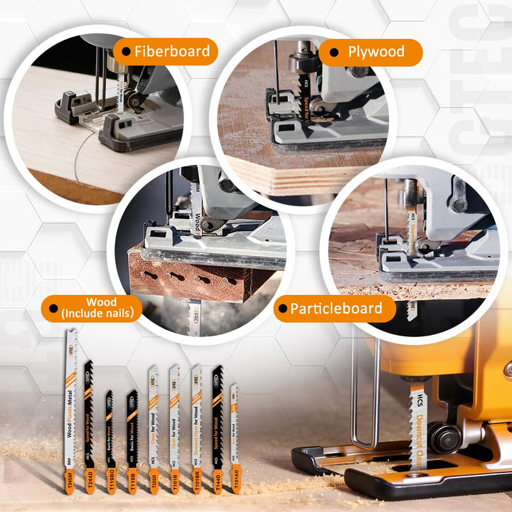 BGTEC 20PCS T-Schaft Stichsägeblätter Set HCS(SK5) Stichsägeblätter für Holz, Kunststoff schneiden(T