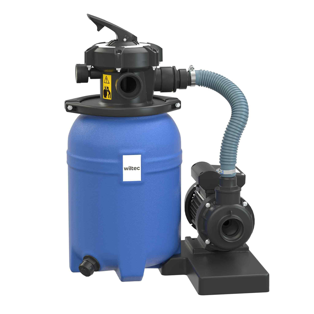 Wiltec Sandfilteranlage 250 W mit 14l Filtertank und selbstansaugender Pumpe 10000 l/h, Sandfilterpu