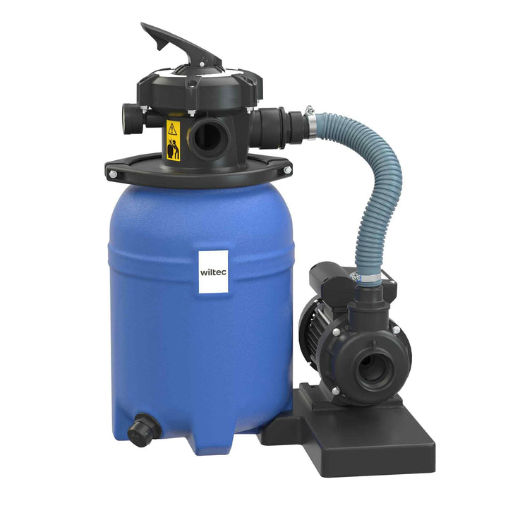 Wiltec Sandfilteranlage 250 W mit 14l Filtertank und selbstansaugender Pumpe 10000 l/h, Sandfilterpu