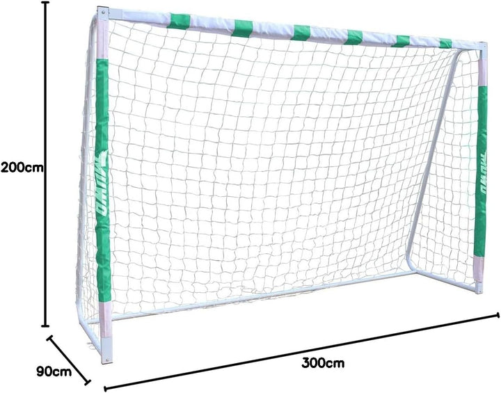 MUWO grosses Fussballtor aus robustem Stahl, mit Textilmantel und Netz. 3 x 2 Meter gross, einfacher