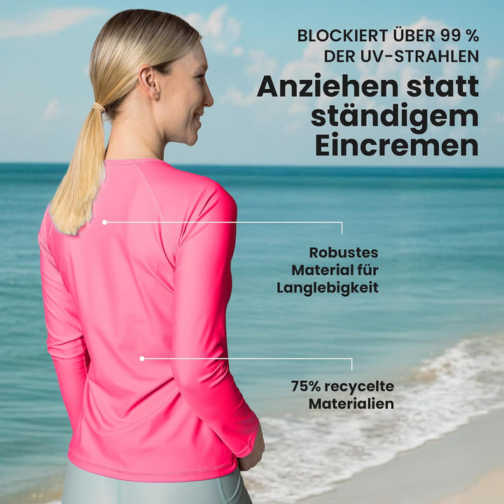 iQ-UV Sportshirt Damen Langarm – Elastisches UV Shirt für Damen für Wasser & Sport – Rash Guard mit