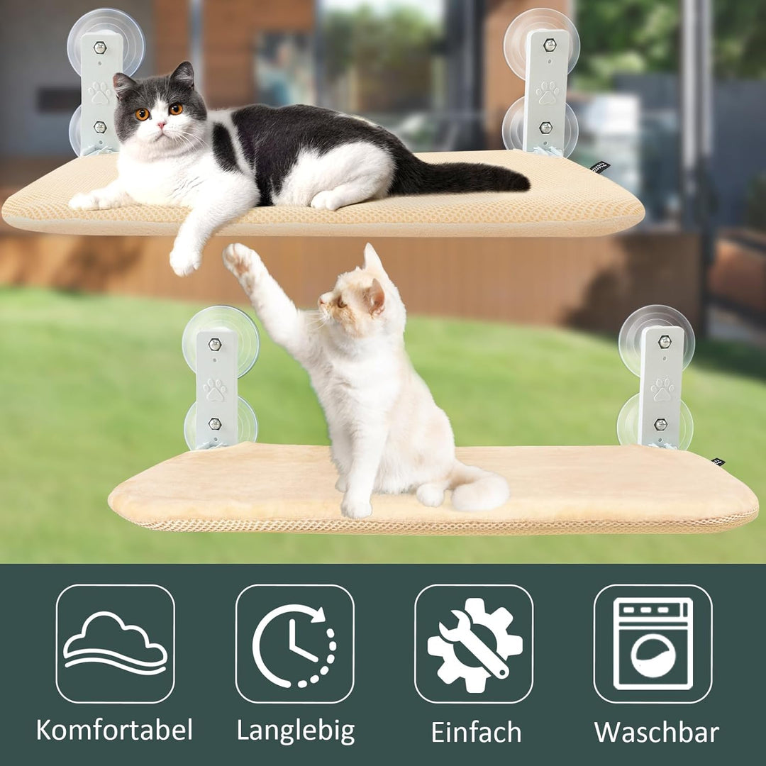 GUUSII HOME Fensterliege für Katzen Hängematte Fensterplätze Katzenbett Fenster Faltbare Katzenhänge