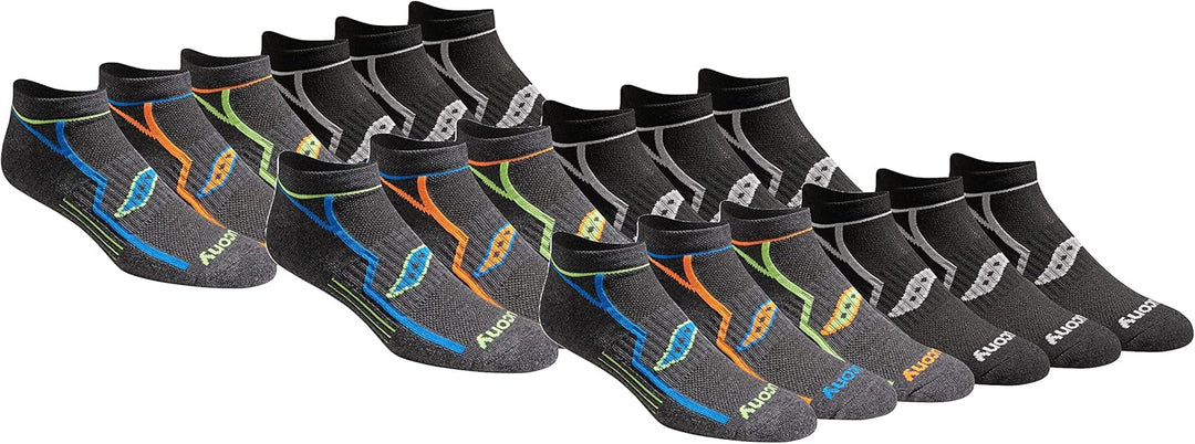 Saucony Herren Multipack Bolt Performance Comfort Fit No-Show Socken - grau