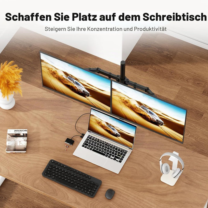 Bildschirmhalterung, Monitor Tischhalterung für 2 Monitore Monitorhalterung Höhenverstellbar 80cm St