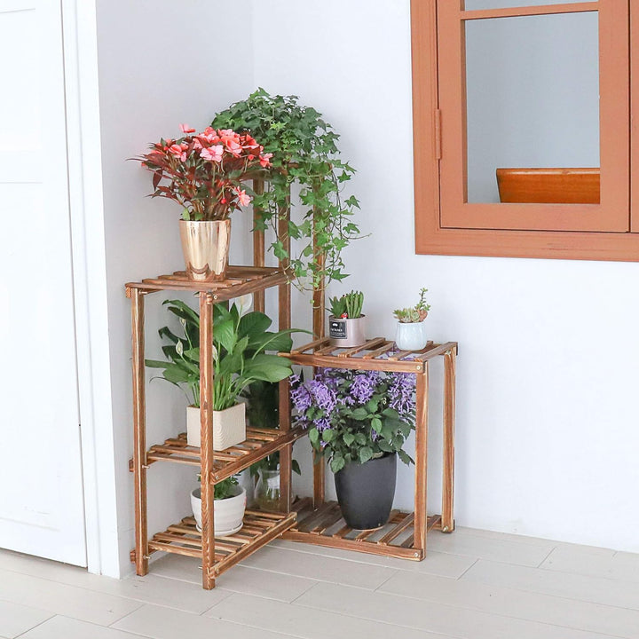 unho Blumenregal Holz 6 Ebenen Blumentreppe Ecke Blumenbank Blumenständer für Innen Balkon Wohzimmer