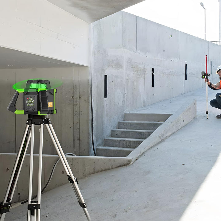 Huepar Elektrischer Grüne Drehbarer Lasernivellier + Lotpunkte, Selbstnivellierend Horizontal/Vertik