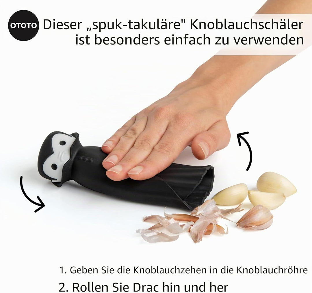 OTOTO OT964 Knoblauchschäler, Silikon, Schwarz Grac N' Roll, Grac N' Roll