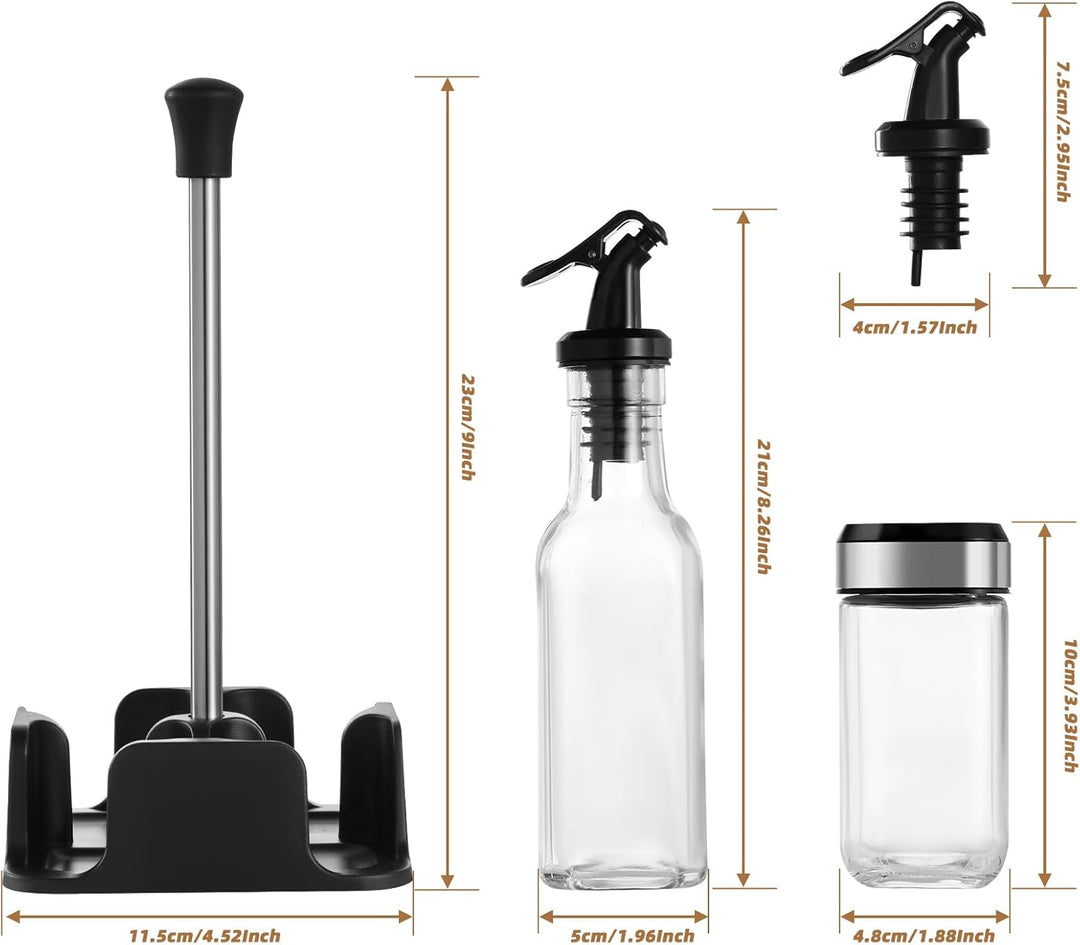 FRIBERG 2 Gewürzgläser mit Schraubdeckel aus Edelstahl 120ML,Menage set,Salz & Pfeffer Öl & Essig Se