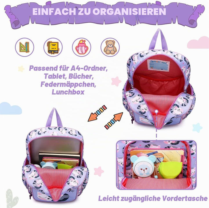 VASCHY Leichter Rucksack für Jungen und Mädchen, 11,5 l, wasserabweisend, mit reflektierendem Brustg
