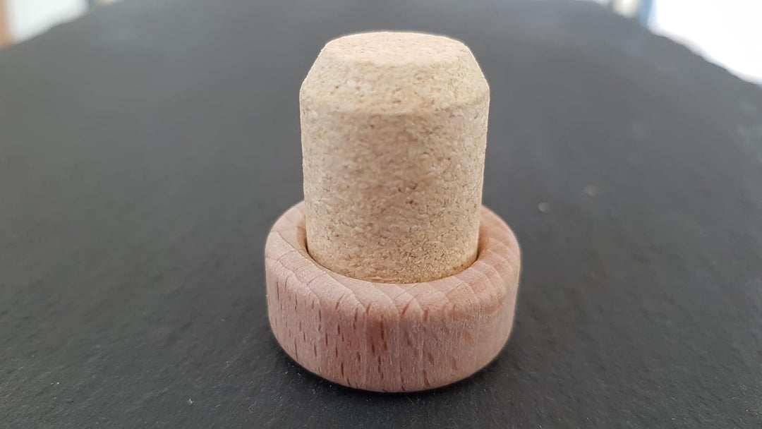 Griffkorken mit Holzgriff 19,5 mm | Holzgriffkorken | Presskork | Agglomeriert | Für Gin, Spirituose