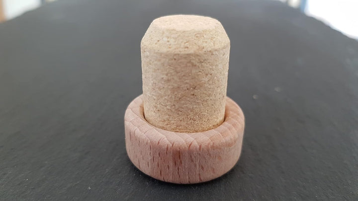 Griffkorken mit Holzgriff 19,5 mm | Holzgriffkorken | Presskork | Agglomeriert | Für Gin, Spirituose