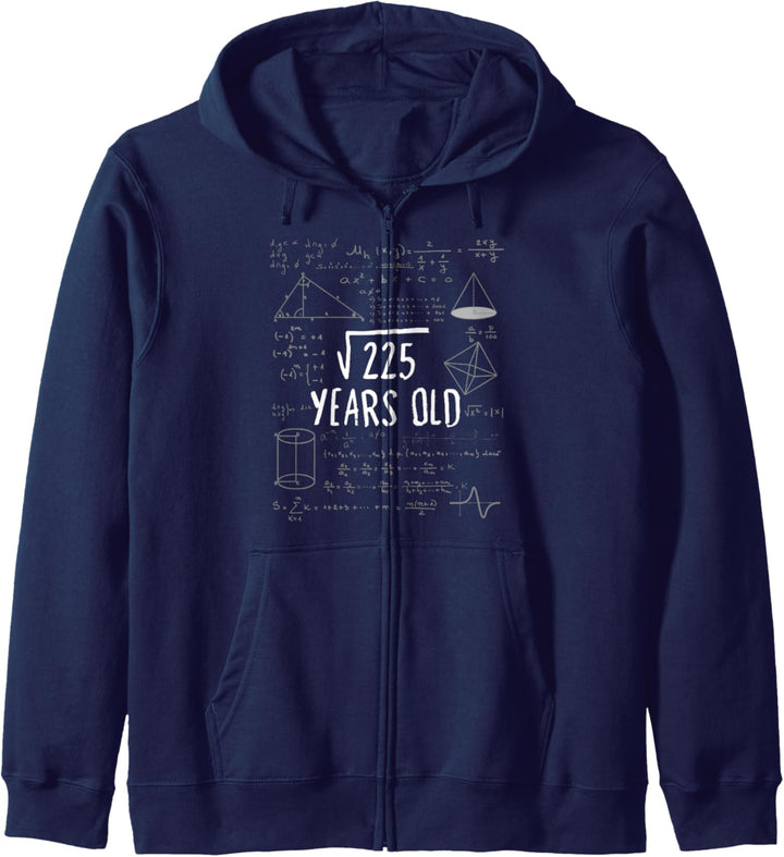 Fifteen Years Old Mathematik-Shirt zum 15. Geburtstag, quadratisch, Wurzel 225 Kapuzenjacke