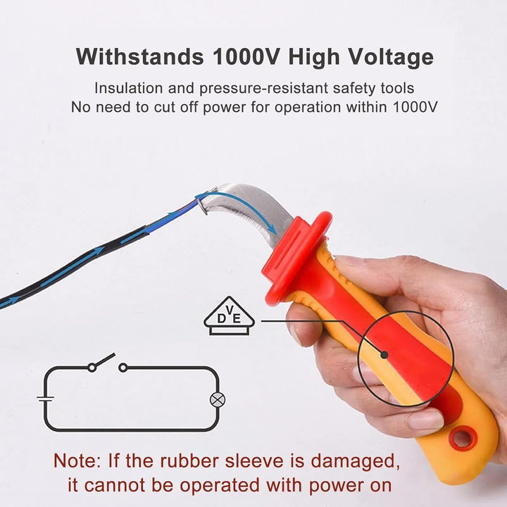 Elektriker Kabelmesser, 1000 V Isolierung Elektrikermesser, Griffe Abisolierzange mit Antimagnetisch