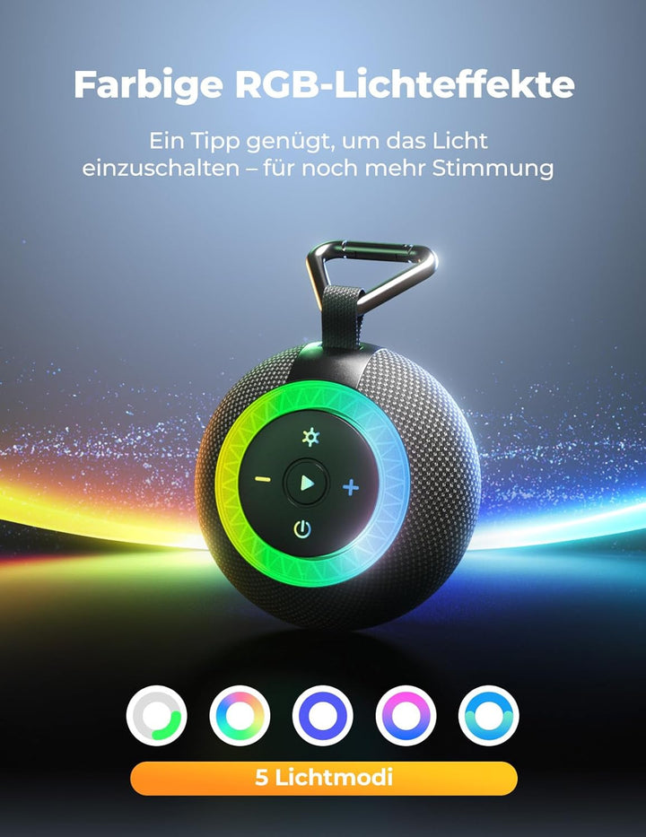 Bluetooth Lautsprecher Dusche IPX7 Shower Speaker mit Vakuum-Saugfuss 24 Std. Spielzeit Bluetooth 5.