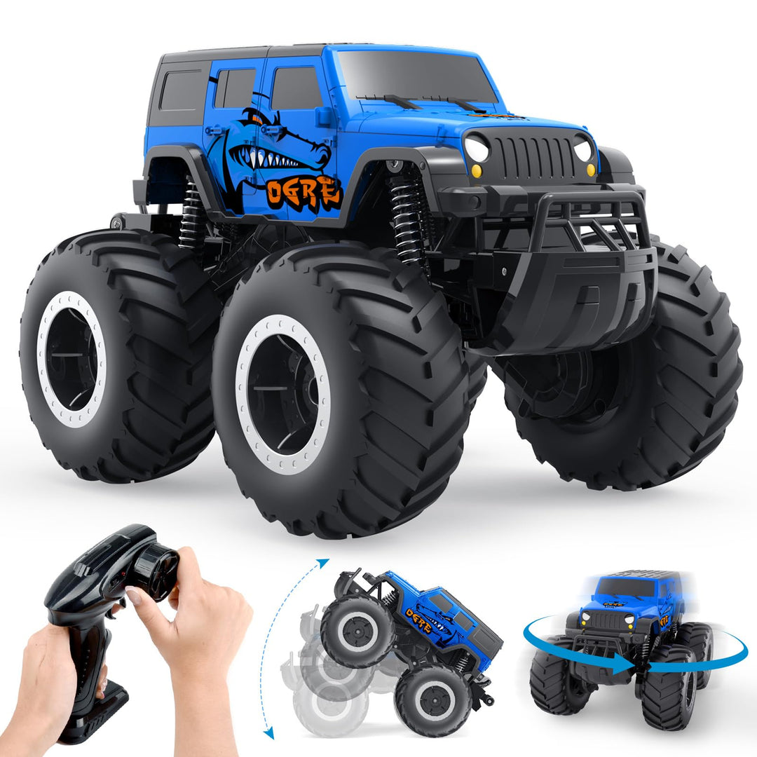 Gindoly 2,4 GHz Ferngesteuertes Spielzeugauto Monstertruck, 4WD 15+ km/h Hobby Offroad RC Auto, Wass