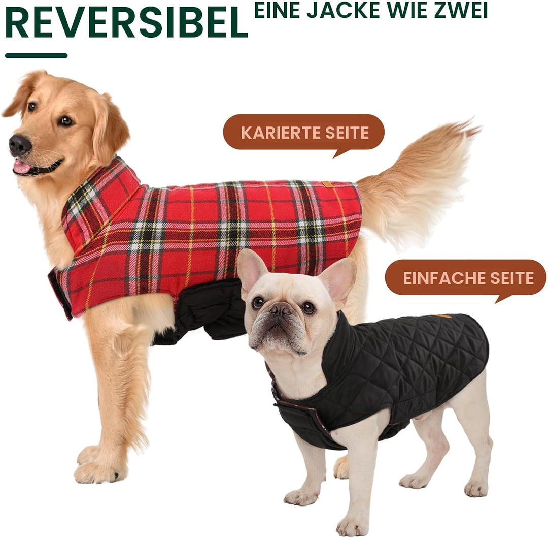 Kuoser Hundemantel Winter, Hundejacke Hundemantel für Grosse Hunde, Wasserdicht Hundemantel Fleece,