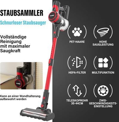 Stanew Akku Staubsauger, 4 in 1 Staubsauger Kabellos, 150W Leichter Handstaubsauger, 22,2V Akkusauge