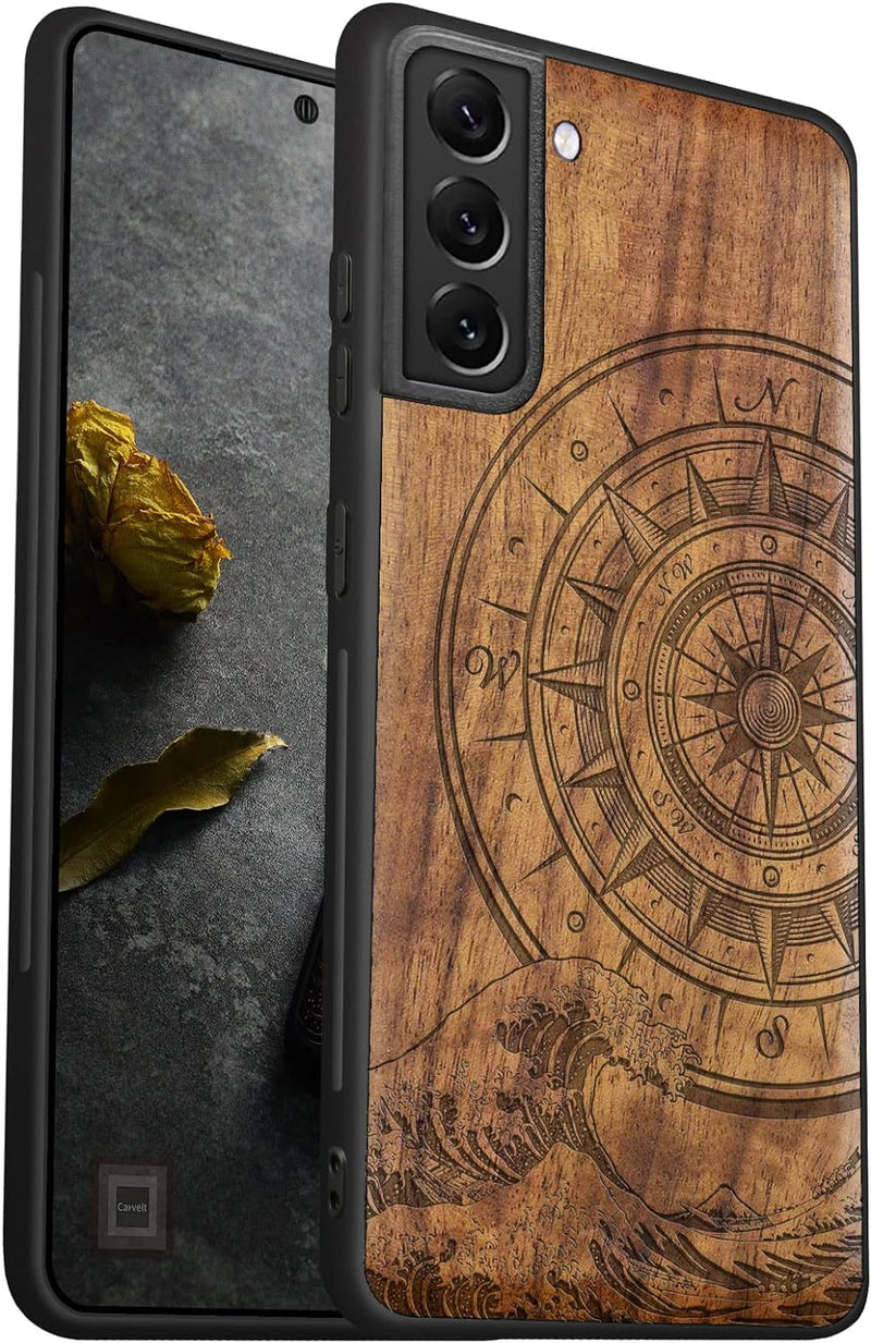 Carveit Holz HandyHolz Handyhülle für Galaxy S22 Plus Cover [Einzigartiges Design Case] Stossstange