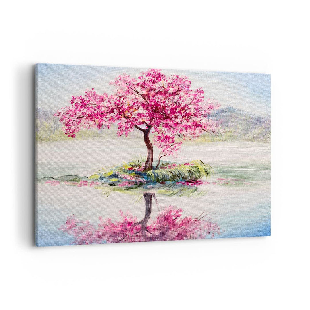 Bilder auf Leinwand 100x70cm Leinwandbild mit Rahmen Baum Abstraktion Gross Wanddeko Bild Schlafzimm