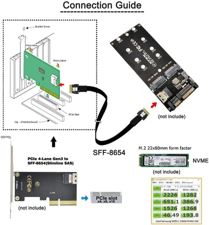 ChenYang CY SFF-8654 4i 38Pin Host Stecker auf SFF-8654 38Pin Stecker PCI-E Slimline SAS Zielkabel 4