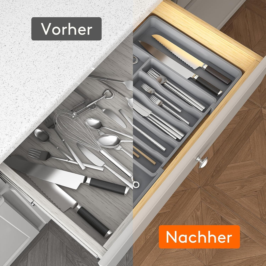 Lifewit Besteckhalter, erweiterbarer Utensilienhalter für Schublade, Verstellbarer Besteckkasten, ko