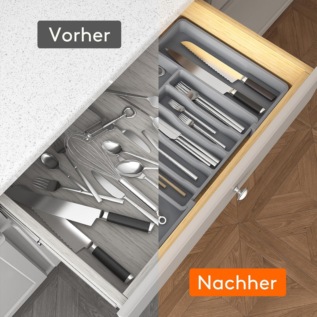 Lifewit Besteckhalter, erweiterbarer Utensilienhalter für Schublade, Verstellbarer Besteckkasten, ko