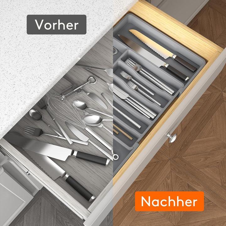 Lifewit Besteckhalter, erweiterbarer Utensilienhalter für Schublade, Verstellbarer Besteckkasten, ko