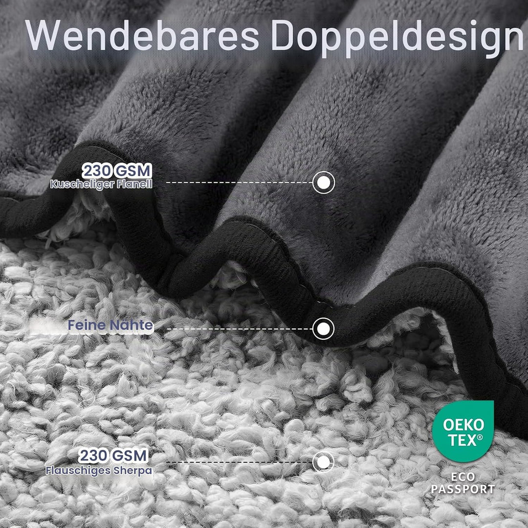 PETTOM Hundedecke Wasserdicht, Hundedecke Flauschig aus Sherpa Fleece, Hunde Decke Sofaschutz, Katze