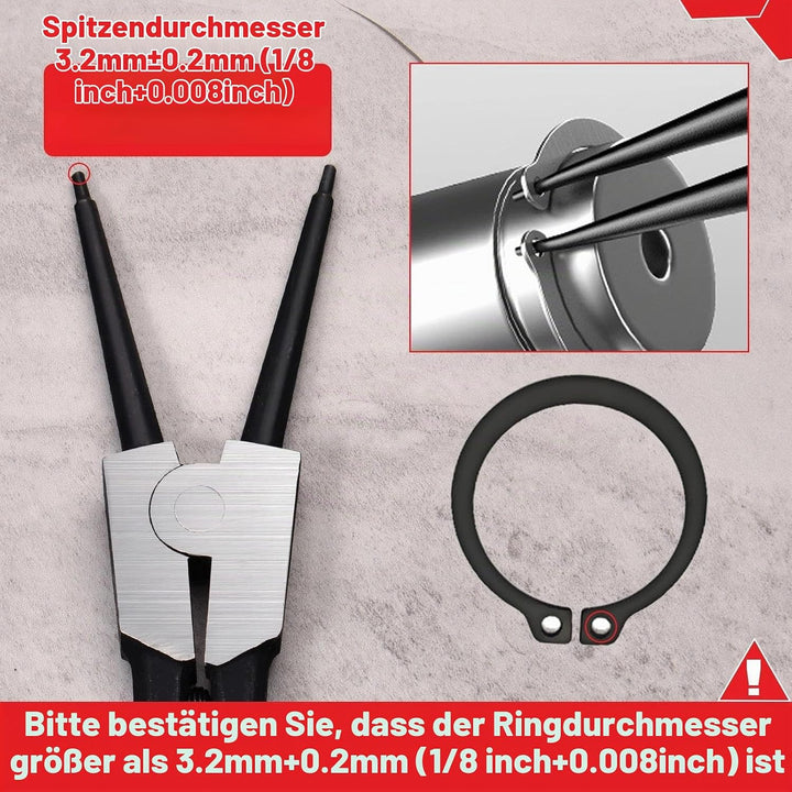 LEONTOOL Sprengringzange, 33 cm, strapazierfähig, externe Sicherungsringzange, gerade Backenspitze,