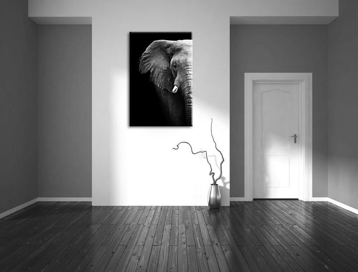 Pixxprint Elefant Porträt Format: 100x70 auf Leinwand, XXL riesige Bilder fertig gerahmt mit Keilrah