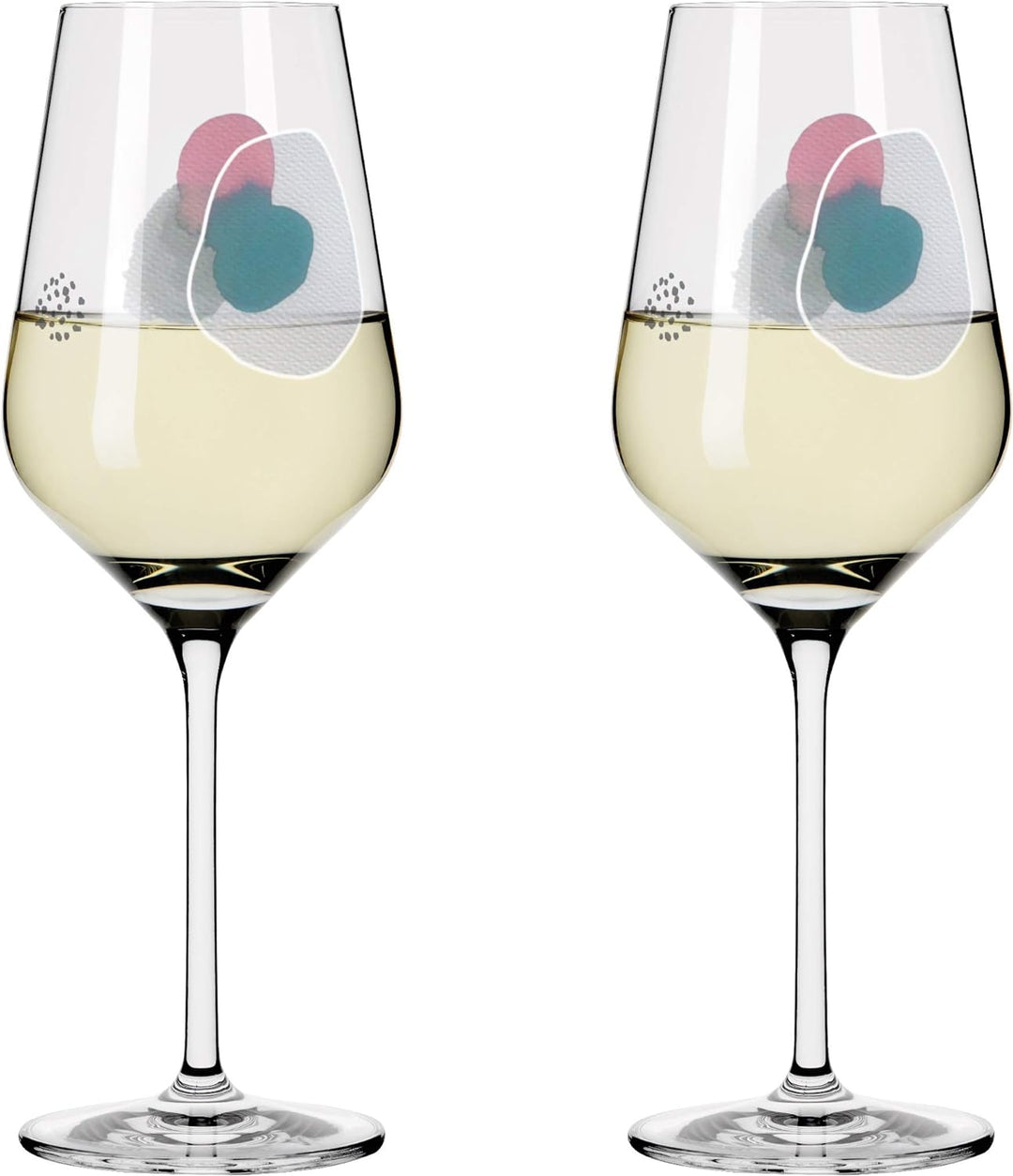 Ritzenhoff 3611001 Weissweinglas 300 ml – Serie Sommerwendtraum Set Nr. 1 – 2 Stück mit Aquarellkrei