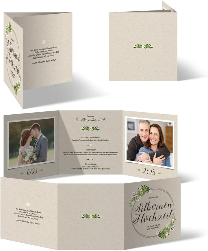 Kartenmachen.de Hochzeitseinladungen Silberhochzeit silberne Hochzeit Einladung individuell - Altsil