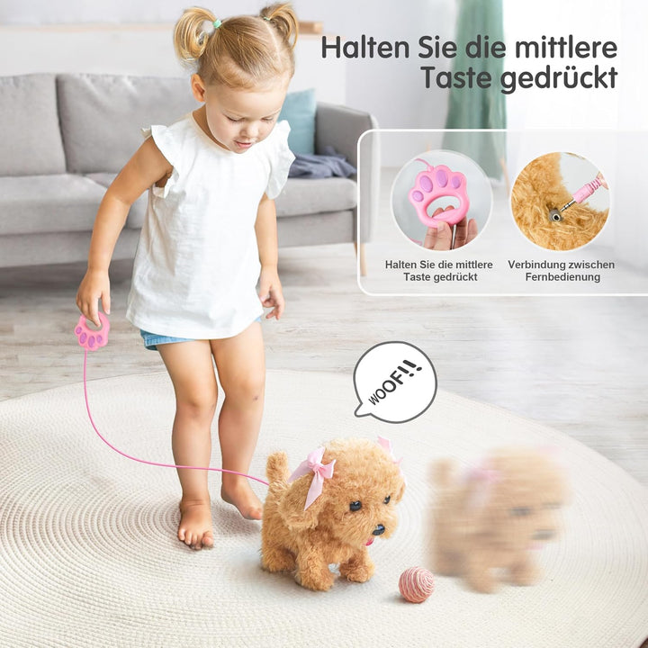 Interaktives Haustier Hund mit Funktion für Kinder,Spielzeug PlüschtierHund mit Gehen,Bellen,Schwanz