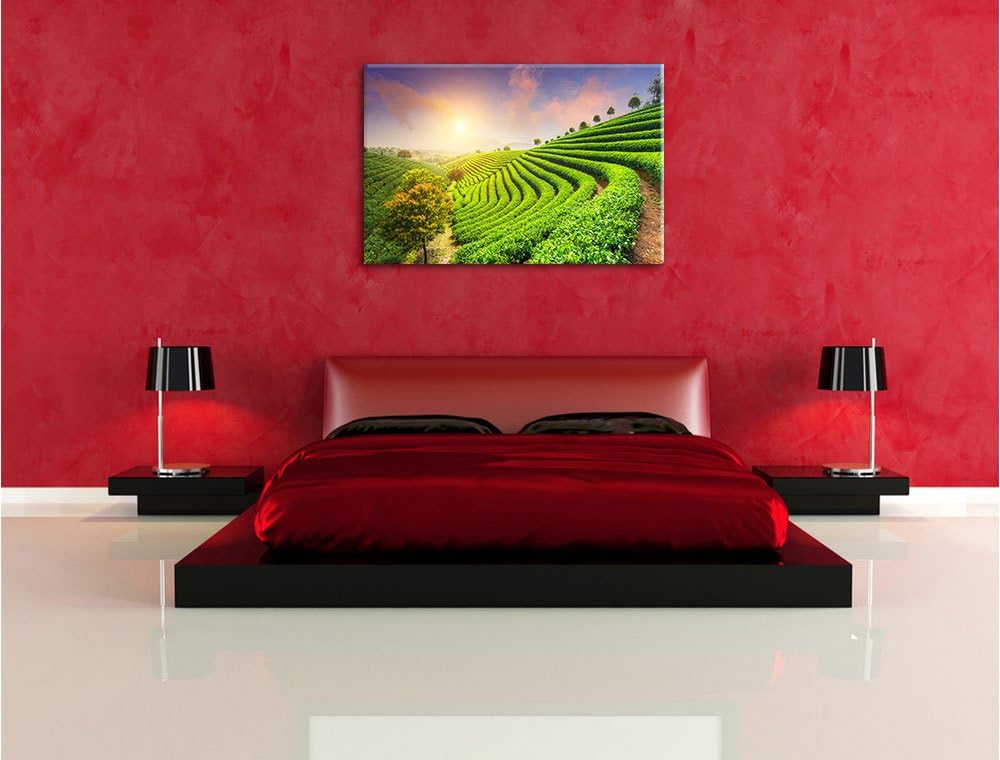 Japanische Treppenfelder, Format: 100x70 auf Leinwand, XXL riesige Bilder fertig gerahmt mit Keilrah