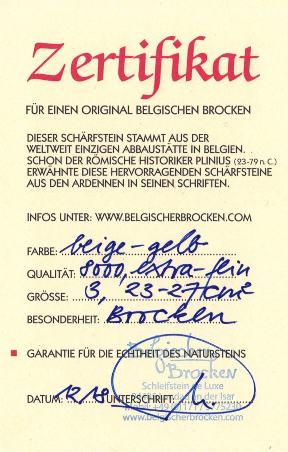 Schleifstein Belgischer Brocken gelb mit Edelsteinen Grösse 3 (23-27 cm²) Damast-Messer-Schärfer