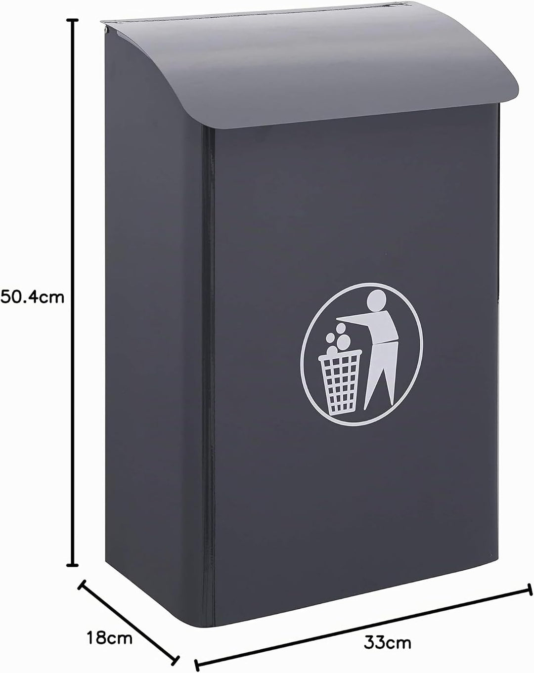 Arregui E6115 Wandmülleimer aus Stahlt, Für Garagen, Portalen und Innenräumen, 30L, Anthrazitgrau, G