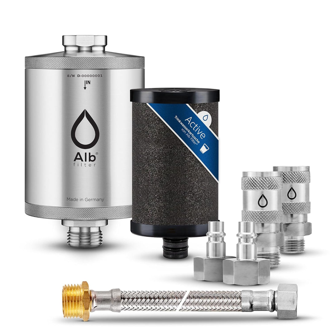 Alb Filter Active Untertisch Komplett-Set Schnellkupplung Edelstahl Natur