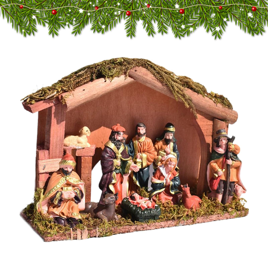 Generisch Weihnachtskrippe Set - Jesus Geburtsfiguren Dekoration - Weihnachtskrippe Aus Holz Set | F
