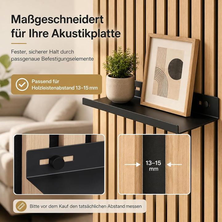Regal für Akustikpaneel - Metall Zubehör Akustikpaneele | Ohne Bohren Schwarze Wandregal Akustikpane