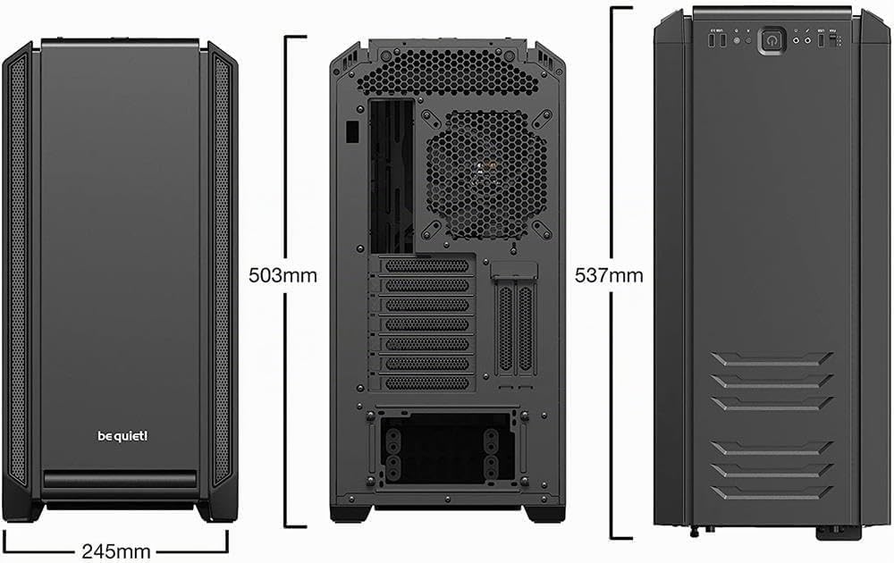 be quiet! Silent Base 601 Black PC-Gehäuse, 2X Pure Wings 2 140mm Lüfter, bis 360mm Radiator, E-ATX