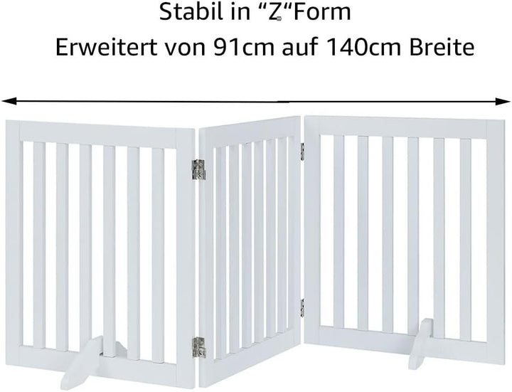 unipaws Treppenschutzgitter ohne Bohren mit Füssen, Absperrgitter Hund, Freistehendes Holz-Hundetore