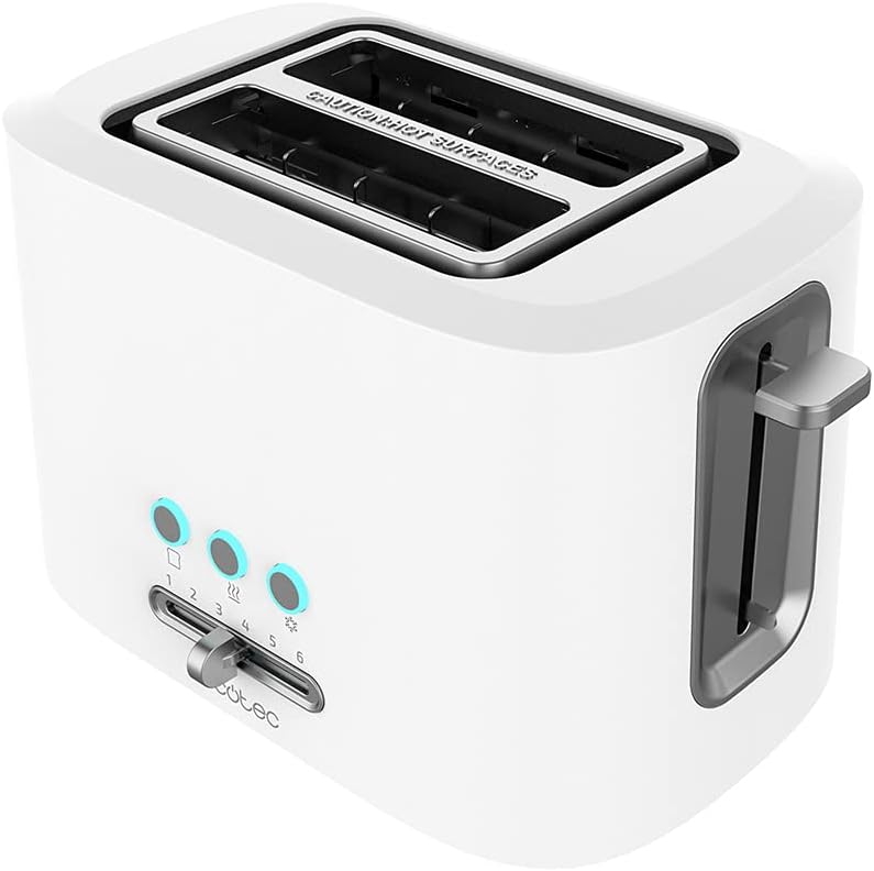 Cecotec Toaster Toast&Taste 9000 Doppel White aus Plastik mit 2 extra breiten kurzen Schlitzen Weiss