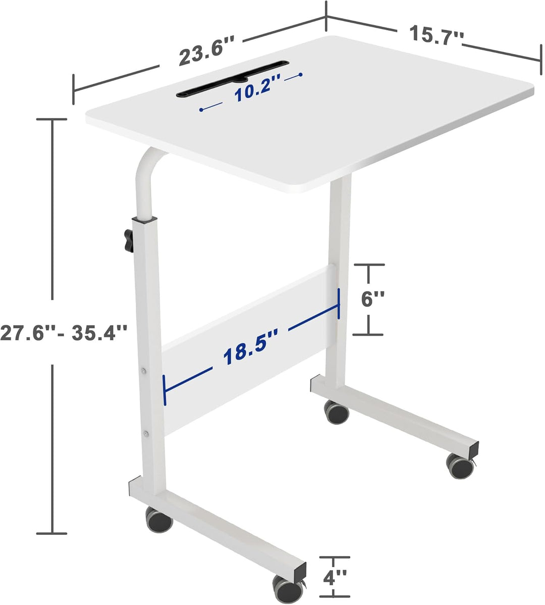 soges Computertisch Laptoptisch höhenverstellbar PC-Tisch mit Rollen, Oberfläche mit Einschnitt als