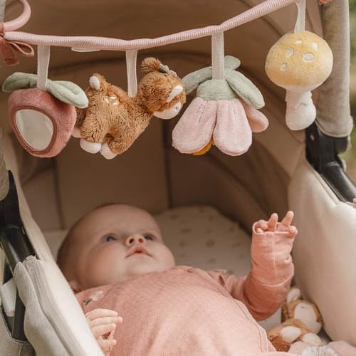 Little Dutch 9011 Stoff Kinderwagenkette Spielzeug für Babyschale - Fairy Garden rosa