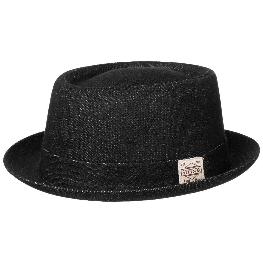 Stetson Classic Pork Pie Denim Hut Einfarbig Rund Flach Mehrfarbig Logo Made in Italy Ganzjahrig XXL