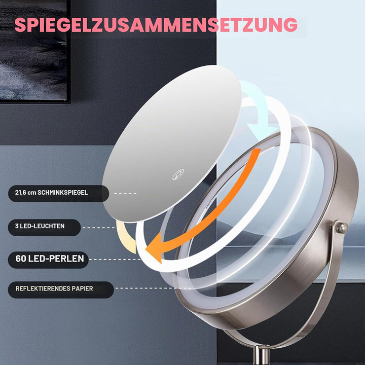 Wandmontierter Make-up-Spiegel, 1x/20x Vergrösserungsspiegel mit 8,5" Doppelseitig, Eitelkeit Make-u