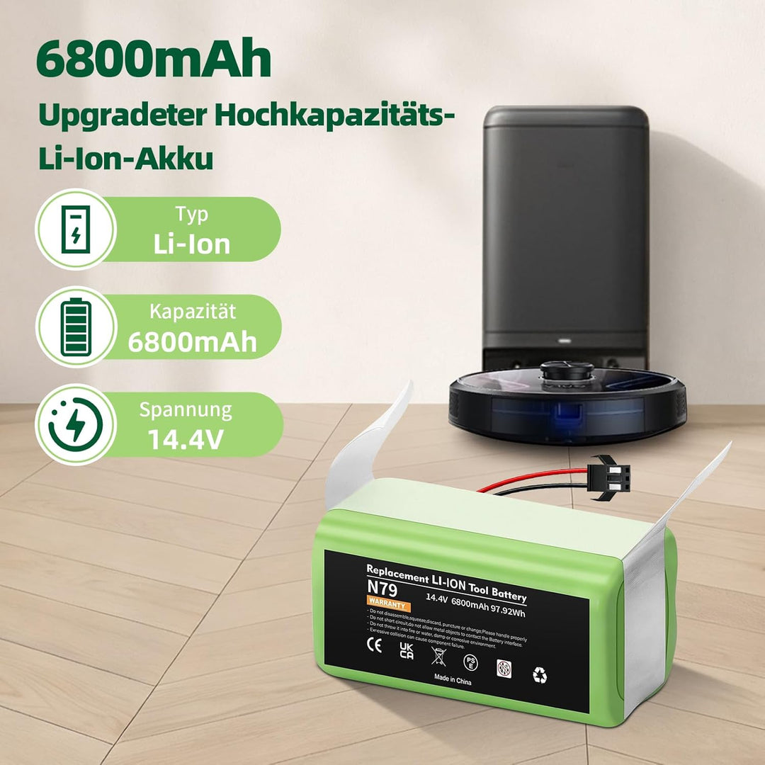 14.4V 6800mAh Akku für Eufy RoboVac G10 G20 G30 G35 G40 Hybrid, Ersatzakku für RoboVac 11 11S 11S MA