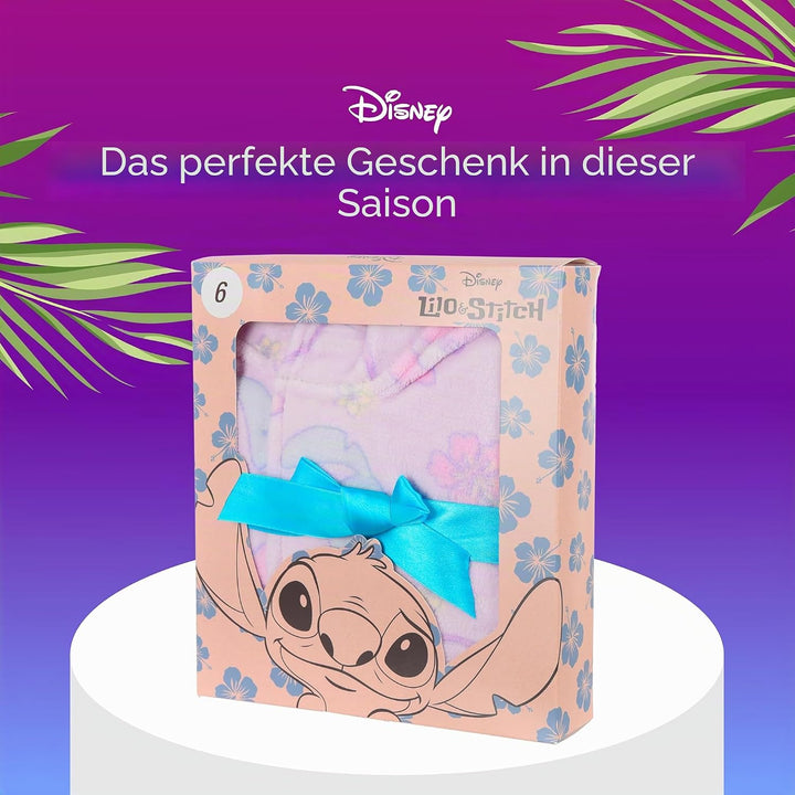 Disney Stitch Bademantel für Mädchen, Warmer und Weicher Fleece Morgenmantel Geschenk für Mädchen, G