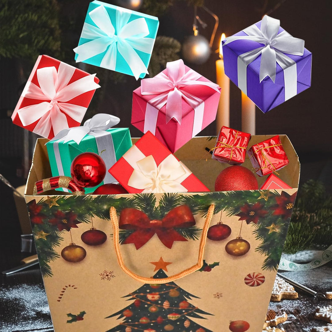 Cieex Geschenktüten Weihnachten mit Henkel, 10 Stück Weihnachtliche Geschenkverpackung, Bedruckte He
